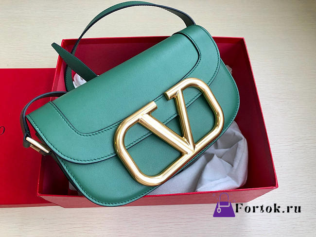 Valentino Garavani Supervee Crossbody Bag Leather Green WB0G09ZXL 26.5x9x15cm - 1