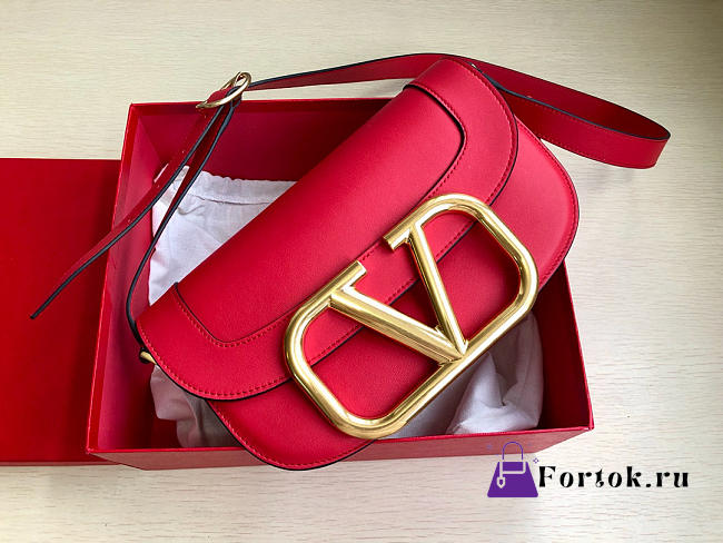 Valentino Garavani Supervee Crossbody Bag Leather Red WB0G09ZXL 26.5x9x15cm - 1