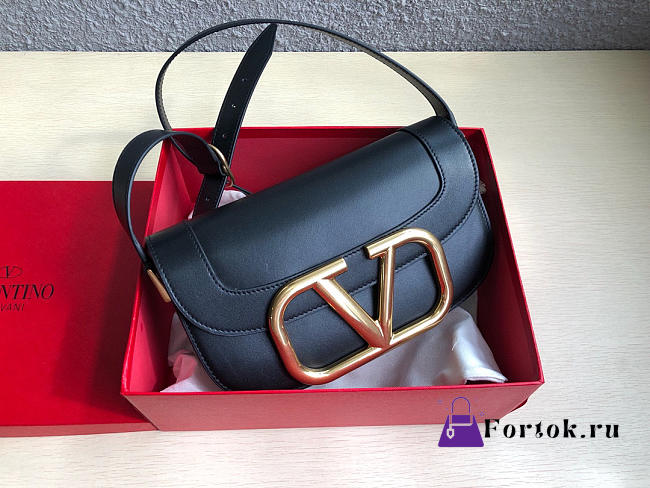 Valentino Garavani Supervee Crossbody Bag Leather Black WB0G09ZXL 26.5x9x15cm - 1
