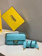 Fendi Baguette Nappa Leather Blue 8BR600 26x5x15cm - 1