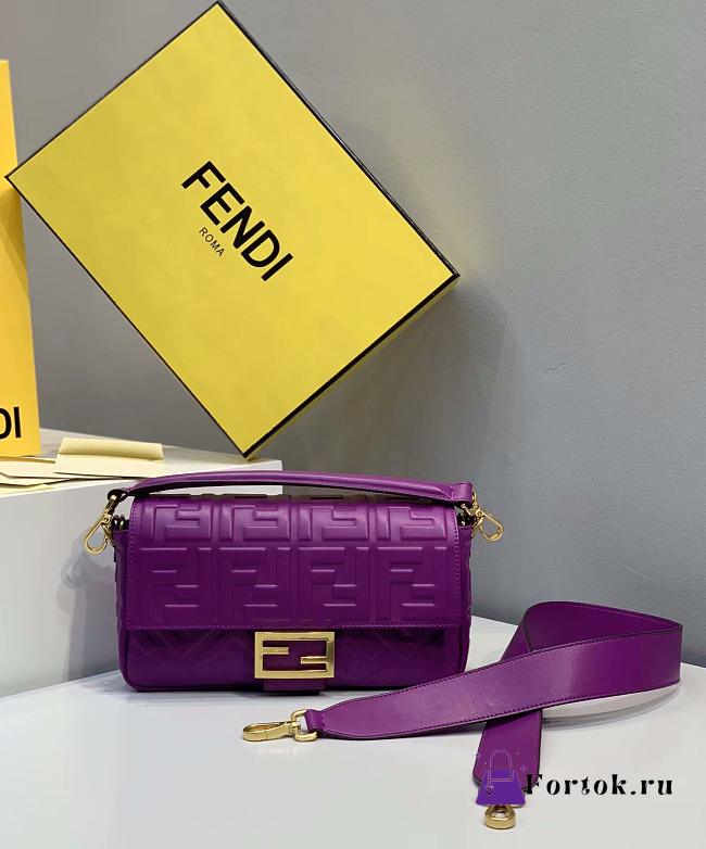 Fendi Baguette Nappa Leather Purple 8BR600 26x5x15cm - 1