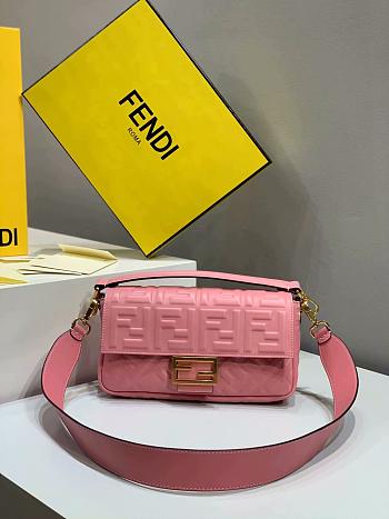 Fendi Baguette Nappa Leather Pink 8BR600 26x5x15cm