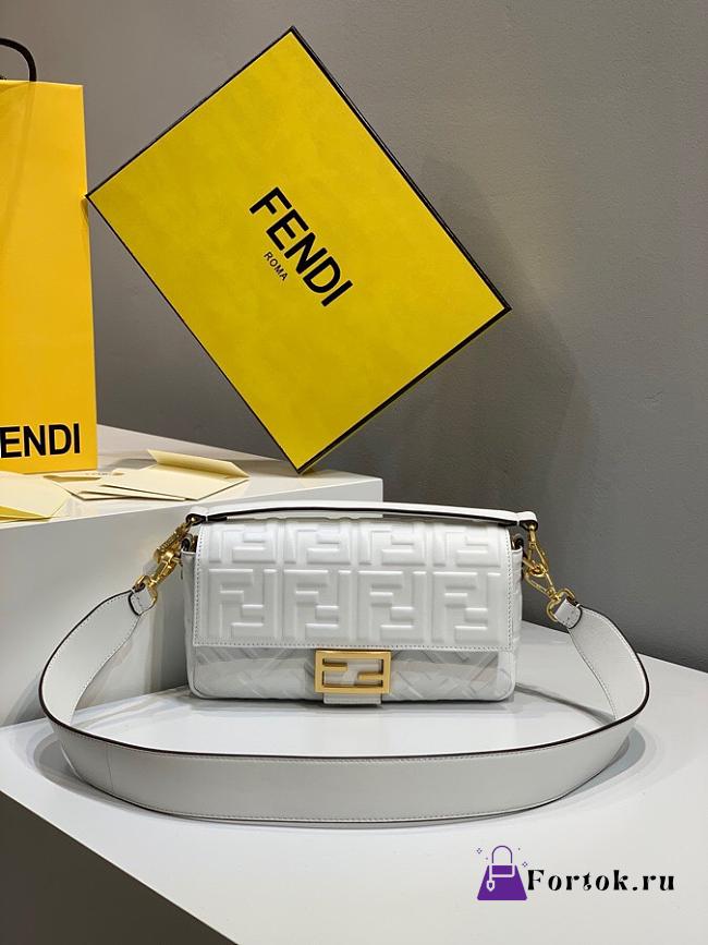 Fendi Baguette Nappa Leather White 8BR600 26x5x15cm - 1
