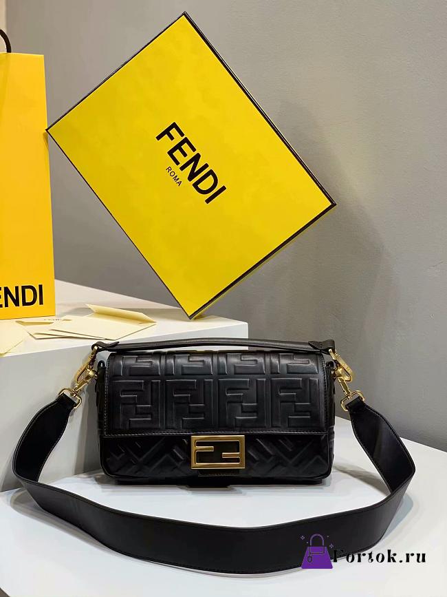 Fendi Baguette Nappa Leather Black 8BR600 26x5x15cm - 1