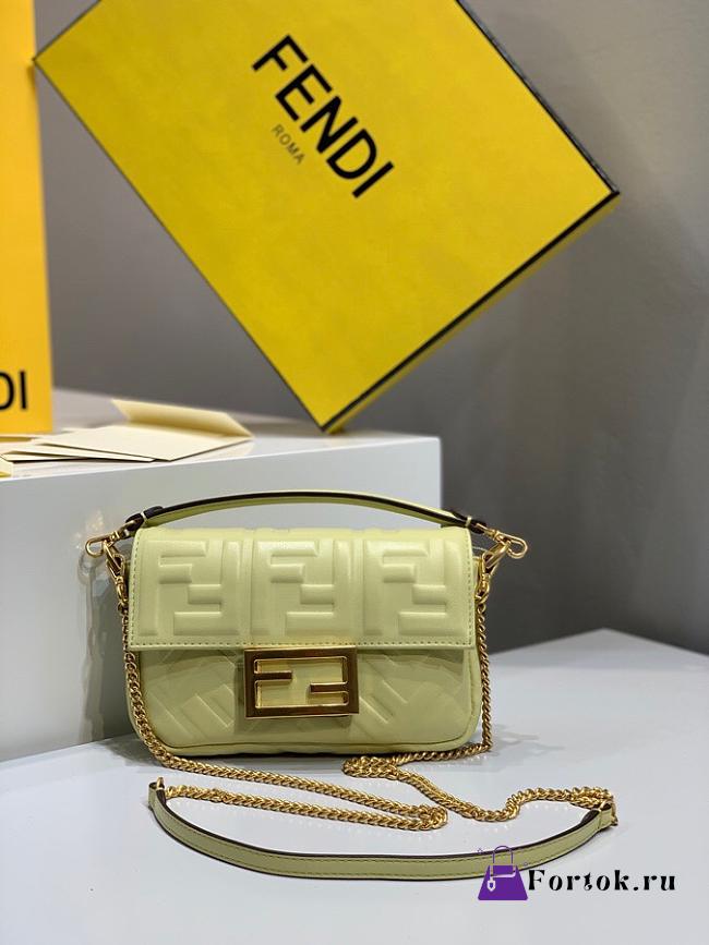 Fendi Small Baguette Nappa Leather Lime 8BS017 18x4x11cm - 1