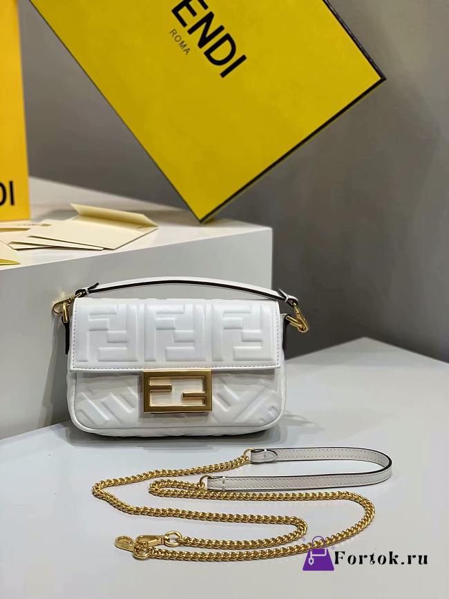 Fendi Small Nappla Leather White 8BS017 18x4x11cm - 1