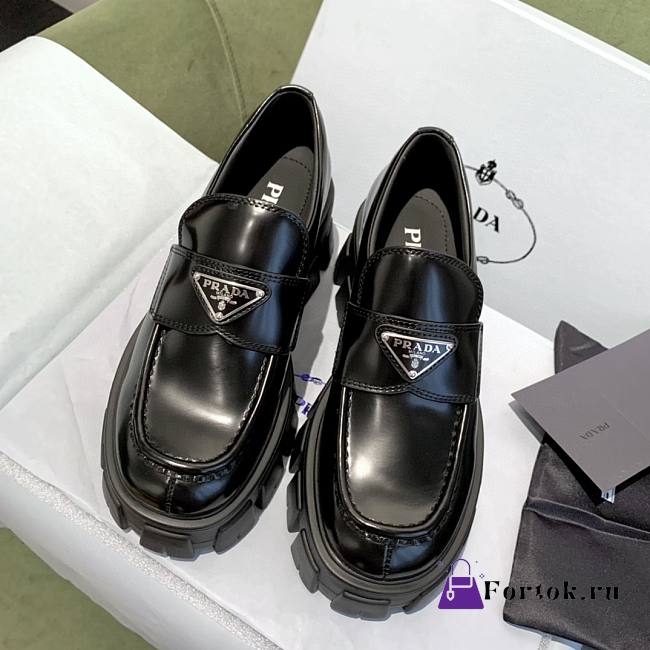 Prada Monolith Loafers Leather Black  - 1