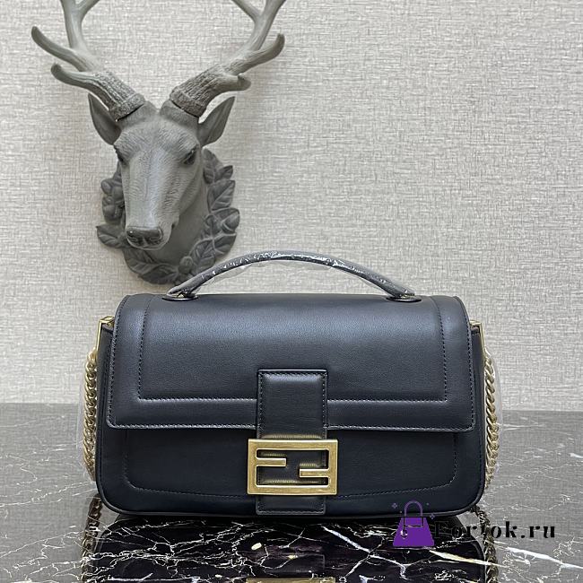 Fendi Baguette Chain Black Leather 8BR783 27x6x13.5cm - 1