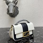 Fendi Mini Baguette Chain Black/White Leather 8BS045 19×5×10cm - 6