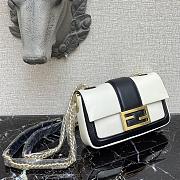 Fendi Mini Baguette Chain Black/White Leather 8BS045 19×5×10cm - 4