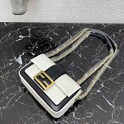 Fendi Mini Baguette Chain Black/White Leather 8BS045 19×5×10cm - 2