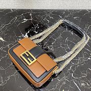 Fendi Mini Baguette Chain Brown Leather 8BS045 19×5×10cm - 5