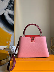 Louis Vuitton Capucines MM Taurillon Leather Pink/Red M56409 31×21×11cm - 1