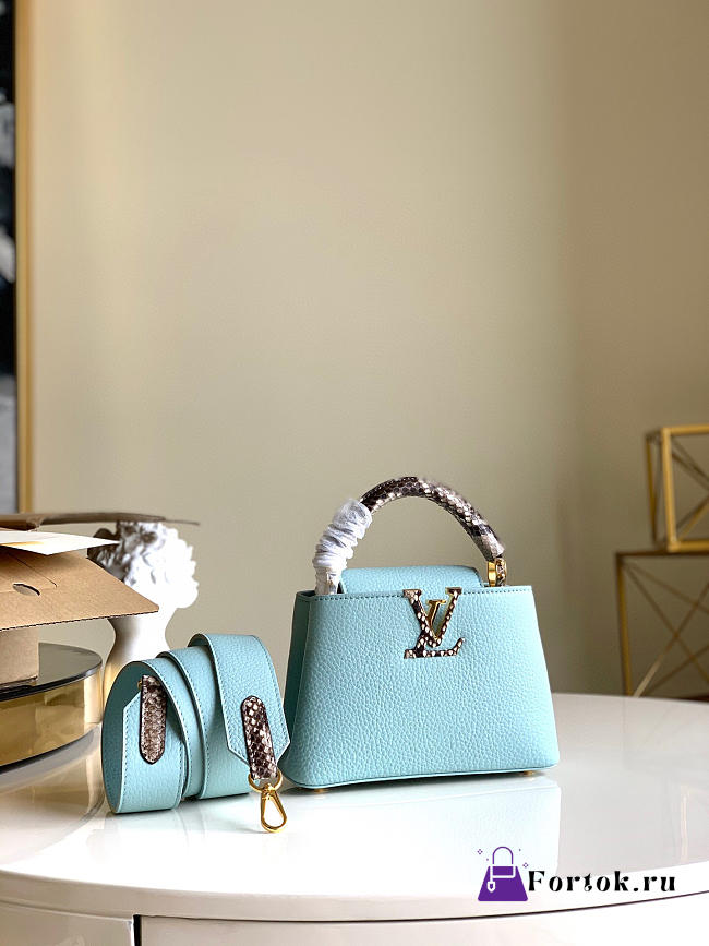 Louis Vuitton Capucines Mini Vert d’Eau Blue M55922 21x14x8cm - 1