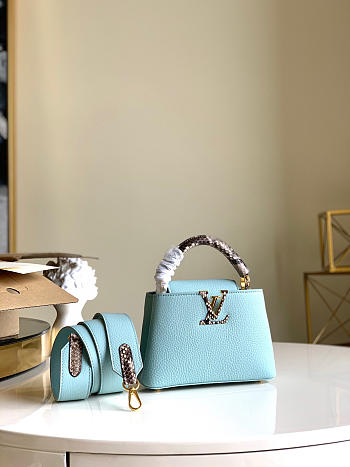 Louis Vuitton Capucines Mini Vert d’Eau Blue M55922 21x14x8cm