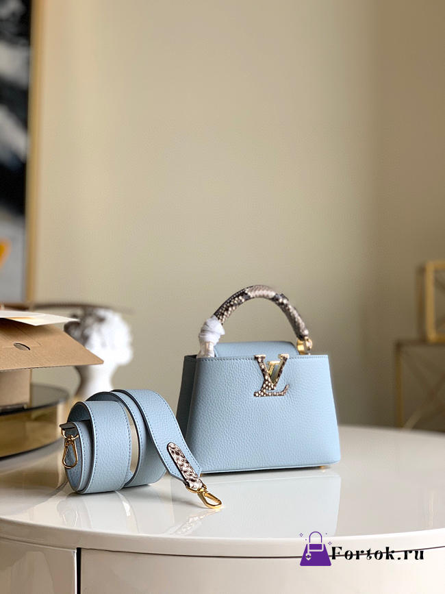 Louis Vuitton Capucines Mini Vert d’Eau Olympe Blue M55920 21x14x8cm - 1