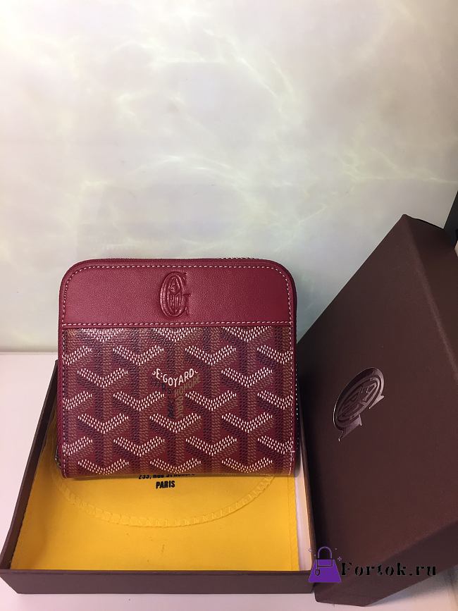 Goyard Matignon Wallet PM Zipper Burgundy 11x10cm - 1