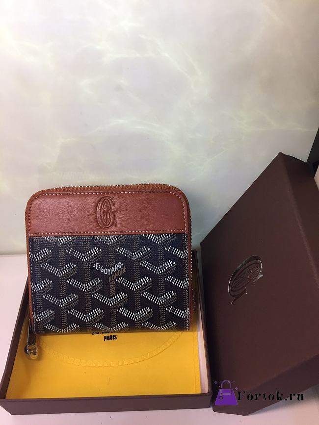 Goyard Matignon Wallet PM Zipper Black/Brown 11x10cm - 1