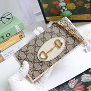 Gucci Horsebit 1955 Wallet With Chain Canvas White ‎621892 19x10x4cm - 1