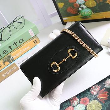 Gucci Horsebit 1955 Wallet With Chain Leather Black ‎621892 19x10x4cm