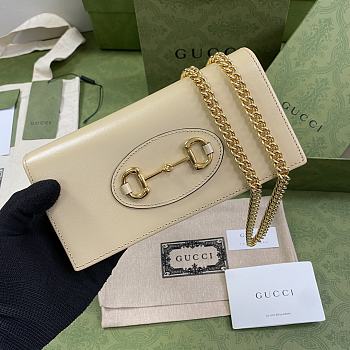 Gucci Horsebit 1955 Wallet With Chain Leather Cream ‎621892 19x10x4cm