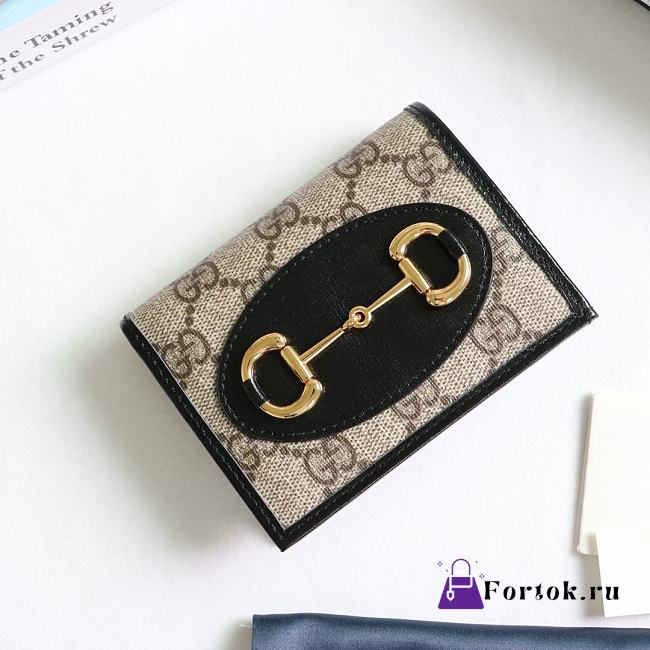 Gucci Horsebit 1955 Card Case Wallet Canvas Black ‎621887 11x8.5x3cm - 1