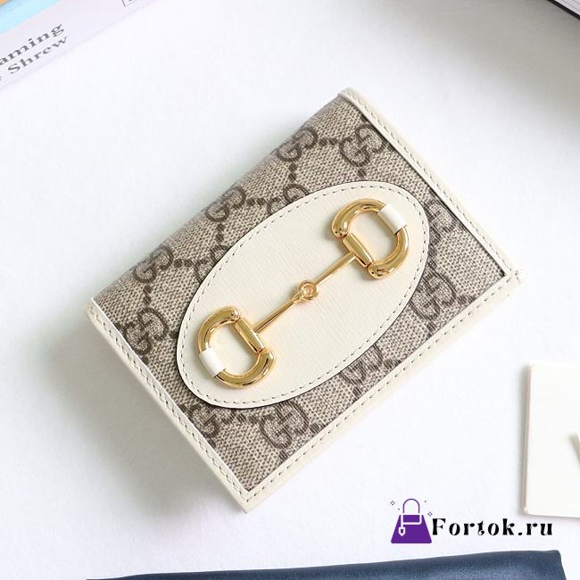 Gucci Horsebit 1955 Card Case Wallet Canvas White ‎621887 11x8.5x3cm - 1