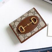 Gucci Horsebit 1955 Card Case Wallet Canvas Brown ‎621887 11x8.5x3cm - 1