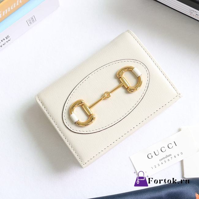 Gucci Horsebit 1955 Card Case Wallet Leather White ‎621887 11x8.5x3cm - 1