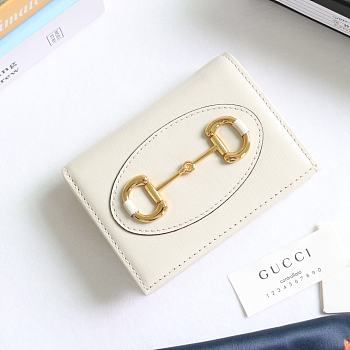 Gucci Horsebit 1955 Card Case Wallet Leather White ‎621887 11x8.5x3cm