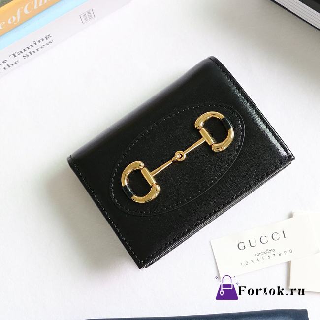 Gucci Horsebit 1955 Card Case Wallet Leather Black ‎621887 11x8.5x3cm - 1
