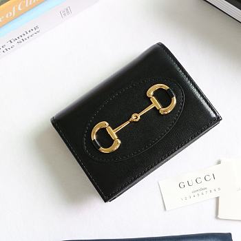 Gucci Horsebit 1955 Card Case Wallet Leather Black ‎621887 11x8.5x3cm