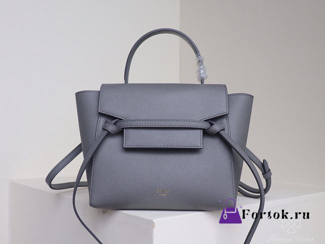 Celine Nano Belt Bag Grained Leather Gray 189003 20×20×14cm - 1