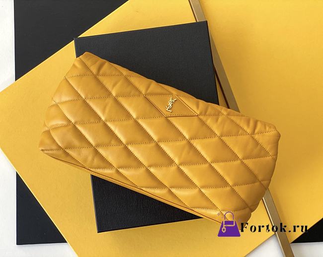 Ysl Sade Puffer Envelope Clutch Leather Yellow 6550041 38x19x11cm - 1