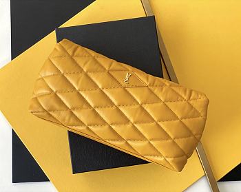 Ysl Sade Puffer Envelope Clutch Leather Yellow 6550041 38x19x11cm