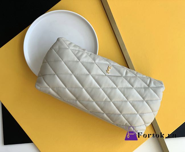 Ysl Sade Puffer Envelope Clutch Leather White 6550041 38x19x11cm - 1
