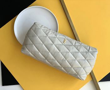 Ysl Sade Puffer Envelope Clutch Leather White 6550041 38x19x11cm