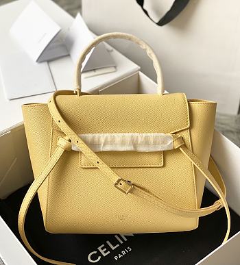 Celine Micro Belt Bag Grained Leather Light Yellow 189153 24×20×14cm