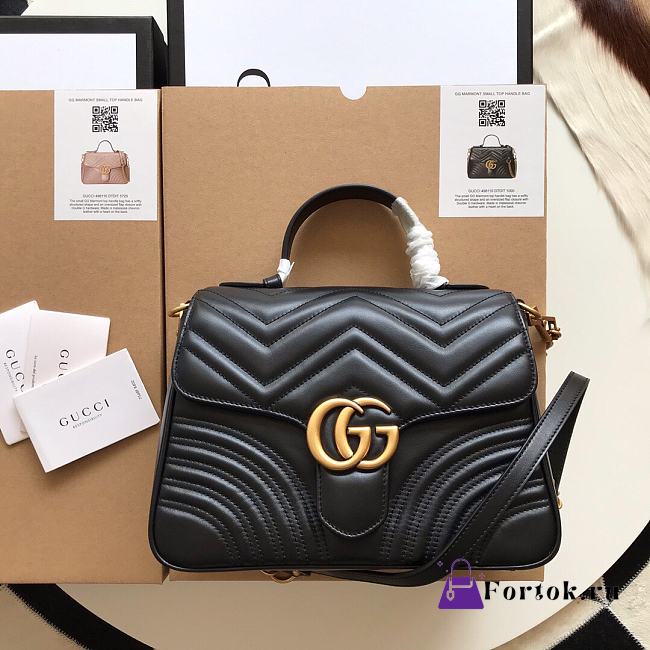 Gucci GG Marmont Small Top Handle Bag Black 27x19x10.5cm - 1