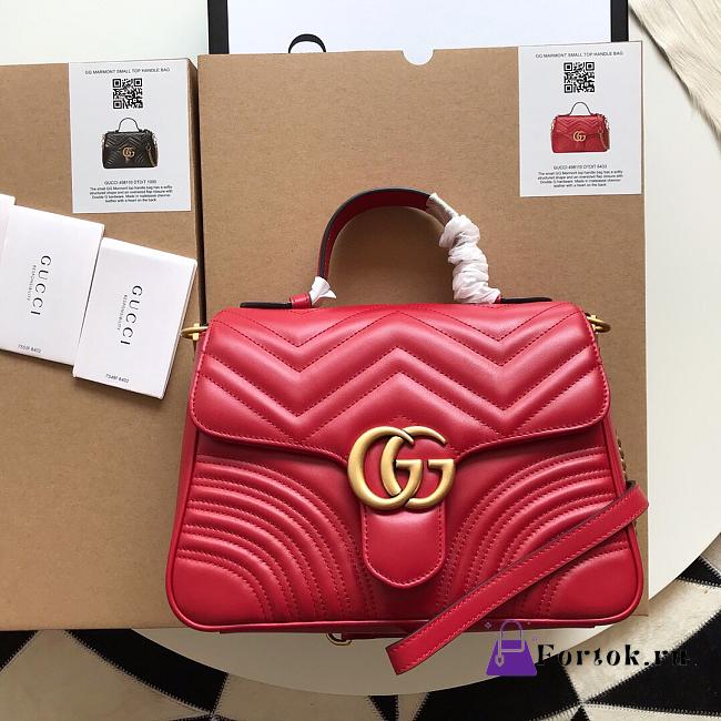 Gucci GG Marmont Small Top Handle Bag Red 27x19x10.5cm - 1