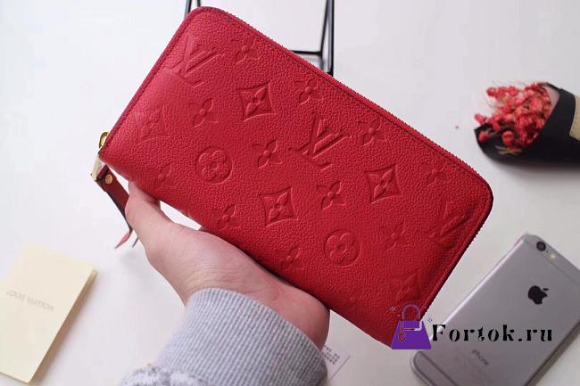 Louis Vuitton Zippy Wallet Monogram Leather Red M64090 19.5x10cm - 1