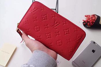 Louis Vuitton Zippy Wallet Monogram Leather Red M64090 19.5x10cm