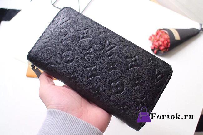 Louis Vuitton Zippy Wallet Monogram Leather Black M61864 19.5x10cm - 1