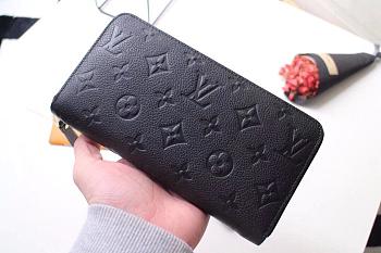 Louis Vuitton Zippy Wallet Monogram Leather Black M61864 19.5x10cm