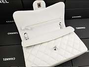 Chanel Flap Bag Silver-tone Metal Lampskin White A1113 30cm  - 4