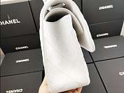 Chanel Flap Bag Silver-tone Metal Lampskin White A1113 30cm  - 3