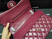 Chanel Flap Bag Silver-tone Metal Lampskin Burgundy A1113 30cm  - 6