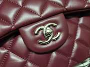 Chanel Flap Bag Silver-tone Metal Lampskin Burgundy A1113 30cm  - 2