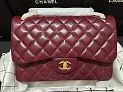 Chanel Flap Bag Gold-tone Metal Lampskin Burgundy A1113 30cm  - 1