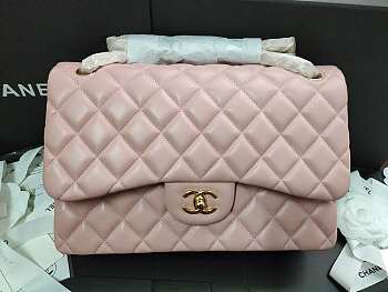 Chanel Flap Bag Gold-tone Metal Lampskin Light Pink A1113 30cm